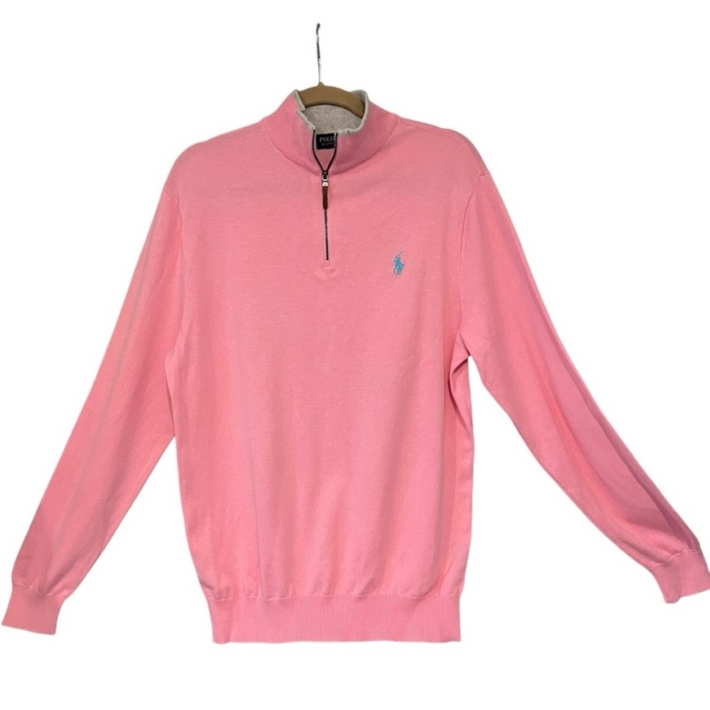 Men’s Polo Ralph Lauren Pima Cotton Quarter-Zip
Pullover, Bright Pink